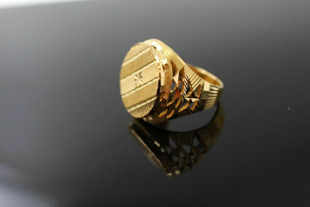 22k Ring Solid Gold ELEGANT Charm Mens Diamond Cut Ring SIZE 10 
