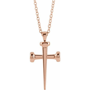 14K Rose Nail Cross 18" Necklace R42392R - Royal Dubai Jewellers