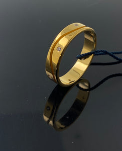 22k Solid Gold Elegant Wave Line Pattern Band 10003f - Royal Dubai Jewellers