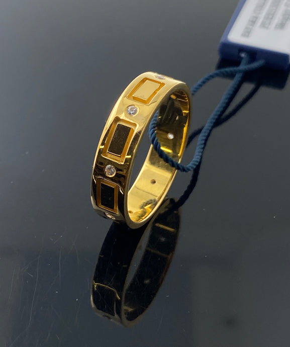 22k Solid Gold Elegant Square Pattern Band 10005f - Royal Dubai Jewellers