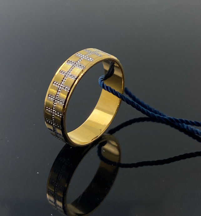 22k Solid Gold Elegant Two Tone Mil grain Band 4589f - Royal Dubai Jewellers