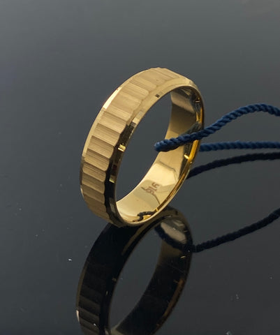 22k Solid Gold Elegant Indent Pattern Band 4590f - Royal Dubai Jewellers