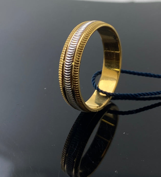 22k Solid Gold Elegant Two Tone Band 4592f - Royal Dubai Jewellers