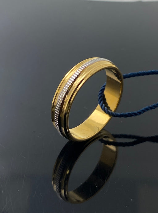 22k Solid Gold Elegant Two Tone Band 4593f - Royal Dubai Jewellers