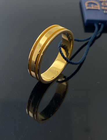 22k Solid Gold Elegant Double Channel Band 4595f - Royal Dubai Jewellers