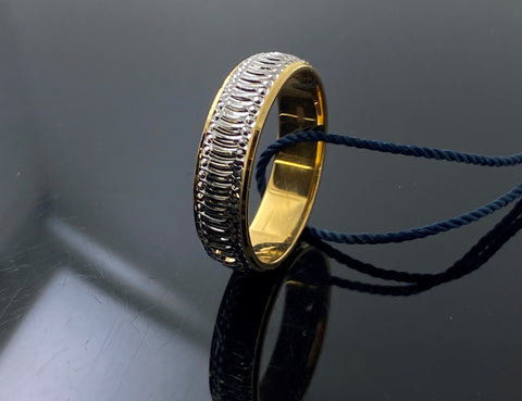 22k Solid Gold Elegant Two Tone Band 4596f - Royal Dubai Jewellers