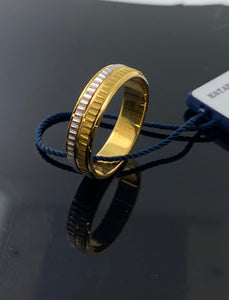 22k Solid Gold Elegant Two Tone Band 4599f - Royal Dubai Jewellers