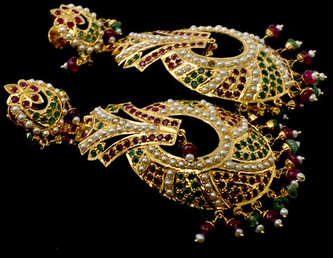 22k Necklace Set Solid Gold Ladies Jewelry Mixed Stone Jadau Design LS1000 - Royal Dubai Jewellers