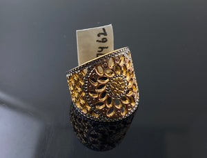 22k Solid Gold Posh Floral Tri Tone Ring r7462f - Royal Dubai Jewellers