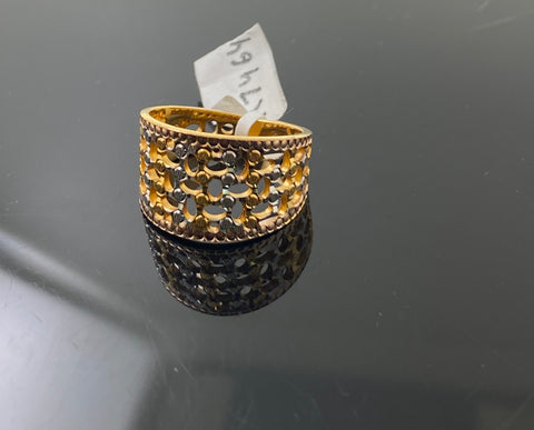 22k Solid Gold Posh Two Tone Geometric Ring r7464 - Royal Dubai Jewellers