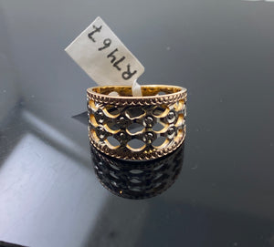 22k Solid Gold Posh Two Tone Geometric Ring r7467f - Royal Dubai Jewellers