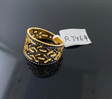 22k Solid Gold Posh Two Tone Ring r7469 - Royal Dubai Jewellers