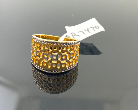 22k Solid Gold Posh Two Tone Geometric Ring r7470f - Royal Dubai Jewellers