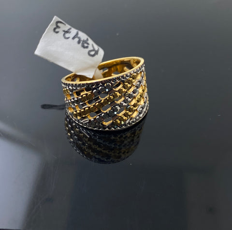 22k Solid Gold Posh Two Tone Geometric Ring r7473f - Royal Dubai Jewellers