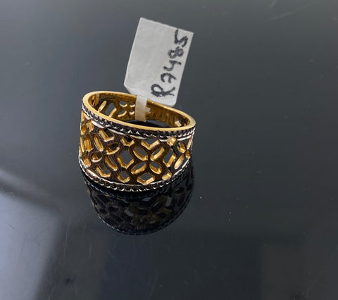 22k Solid Gold Posh Two Tone Geometric Ring r7485f - Royal Dubai Jewellers