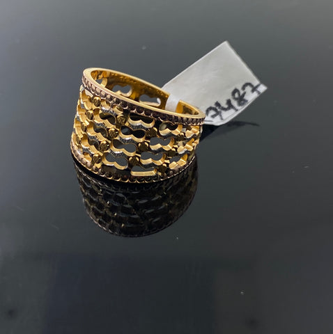 22k Solid Gold Posh Two Tone Geometric Ring r7487f - Royal Dubai Jewellers