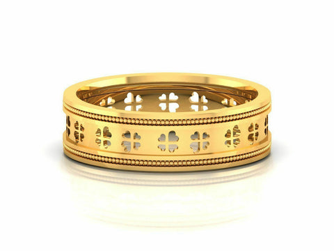22k Ring Solid Yellow Gold Ladies Jewelry Modern Clover Pattern Insert CGR16 - Royal Dubai Jewellers