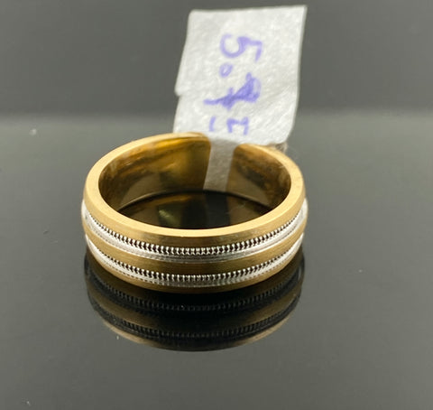 18k Solid Gold Simple Two Tone Band r6001 - Royal Dubai Jewellers