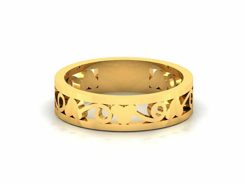22k Ring Solid Yellow Gold Ladies Jewelry Modern Heart Pattern Insert CGR15 - Royal Dubai Jewellers