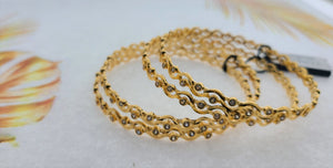 22k Solid Gold Elegant Minimalist Bangle with stones fdbg026 - Royal Dubai Jewellers