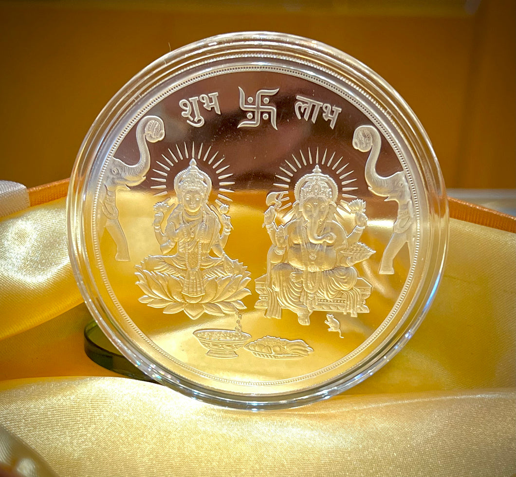 Pure Silver Coin with Religious Hindu OM Design - Royal Dubai Jewellers