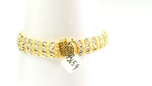 22k Bracelet Solid Gold Elegant Two Tone Cocoon Design with Diamond Cut b659 - Royal Dubai Jewellers