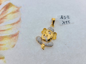 22K Solid Gold Religious Pendant With Zircons P5203 - Royal Dubai Jewellers