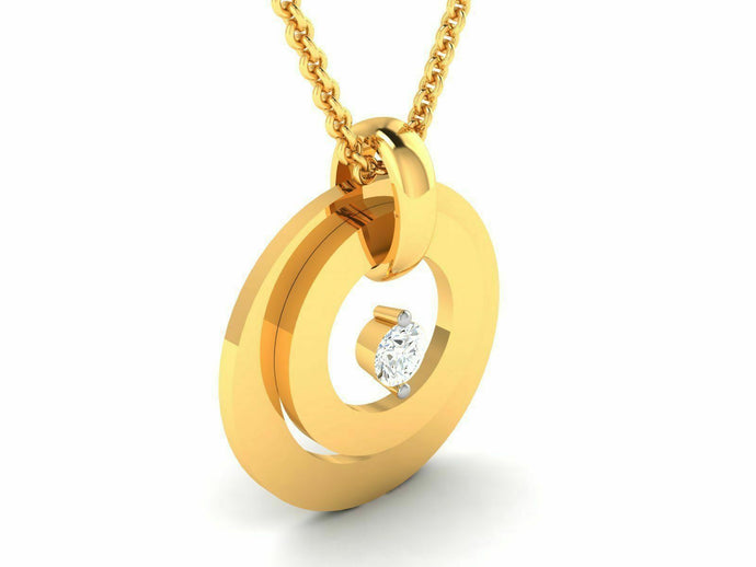 22k Solid Yellow Gold Ladies Jewelry Elegant Double Ring Pendant CGP25 - Royal Dubai Jewellers