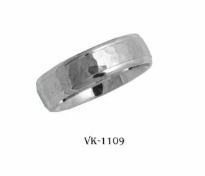 14k Solid Gold Elegant Ladies Modern Shiny Hammered Flat Band 6mm Ring VK1109v - Royal Dubai Jewellers
