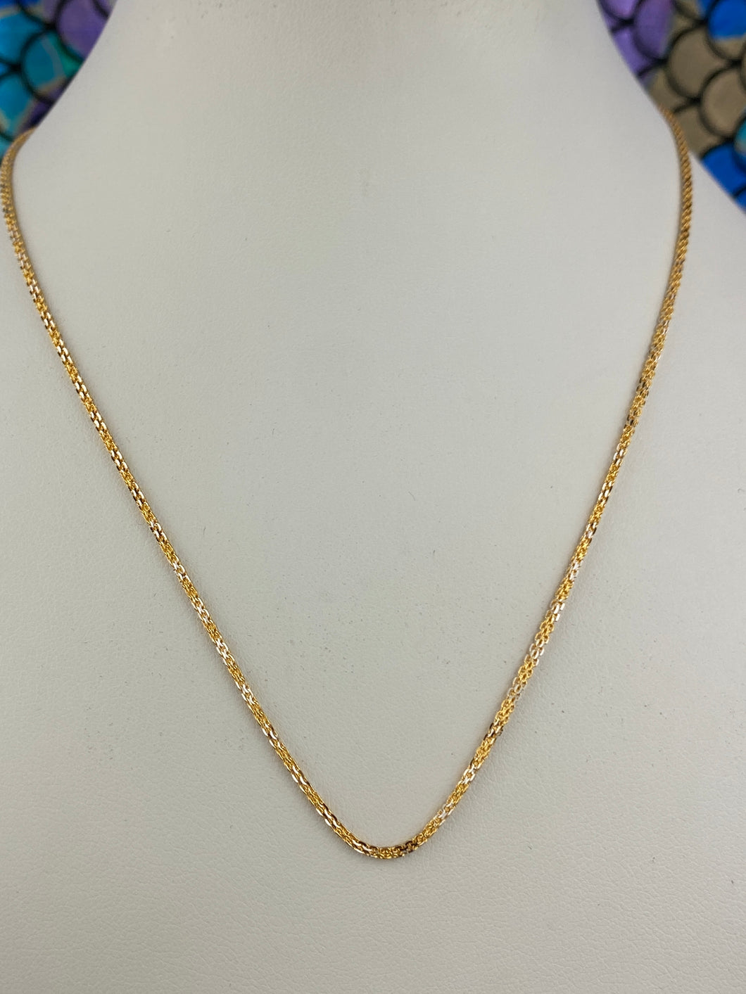 22k Chain Solid Gold Ladies Two tone Inter Connected Cable Design c0428 - Royal Dubai Jewellers