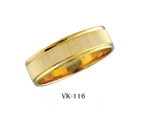 18k Solid Gold Elegant Ladies Modern Machine Finish Flat Band 6MM Ring Vk116v - Royal Dubai Jewellers