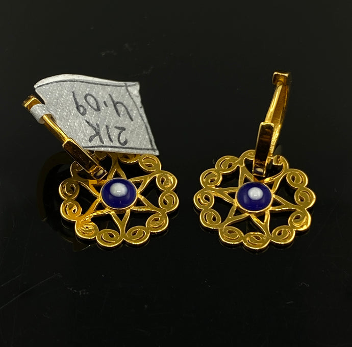 21K Solid Gold Star Earrings E8012 - Royal Dubai Jewellers