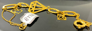 21k Solid Gold Simple Ladies Diamond Charm Bracelet b773 - Royal Dubai Jewellers