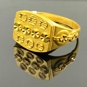 22k Solid Gold Elegant Men Rectangle Signet Ring r3093z - Royal Dubai Jewellers
