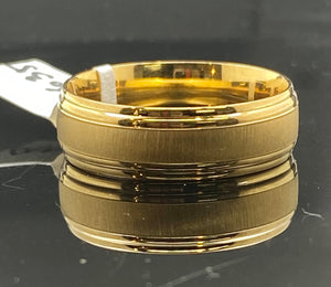 18k Solid Gold Ring Band Unisex Double Channel Matte Polished Plain Design r2635 - Royal Dubai Jewellers