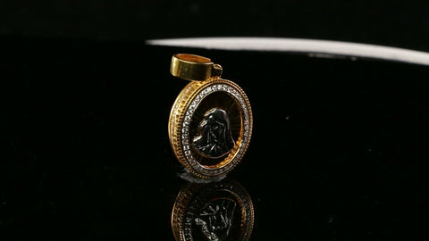 22k Solid Gold ELEGANT Simple Two Tone Religious Mother Marie Pendant P2097 - Royal Dubai Jewellers