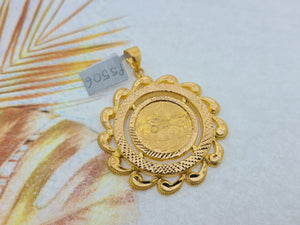 21K Solid Gold Turkish Coin Pendant P5506 - Royal Dubai Jewellers
