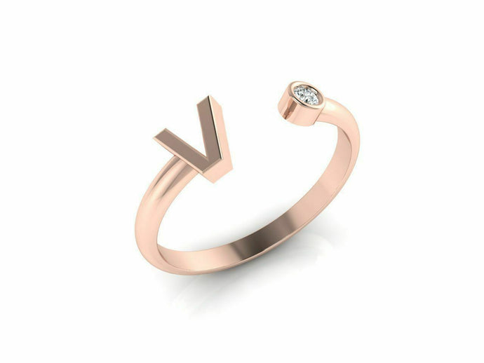18k Ring Sold Rose Gold Ladies Jewelry Simple V Letter Design CGR48R - Royal Dubai Jewellers