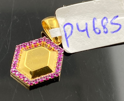22K Solid Gold Hexagonal Zircon Pendant P4685 - Royal Dubai Jewellers