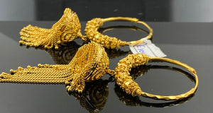 22k Solid Gold Elegant Ladies Hoop with Dangles e10678 - Royal Dubai Jewellers