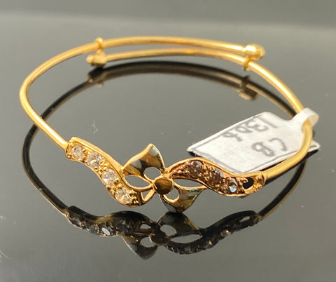 21k Solid Gold Kids Designer Floral Zircon Adjustable Bangle CB1306 - Royal Dubai Jewellers