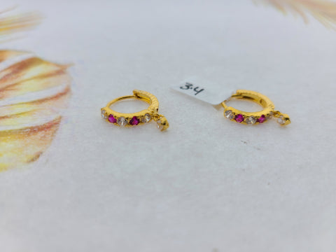 22K Solid Gold Multicolored Clip Ons E22302 - Royal Dubai Jewellers
