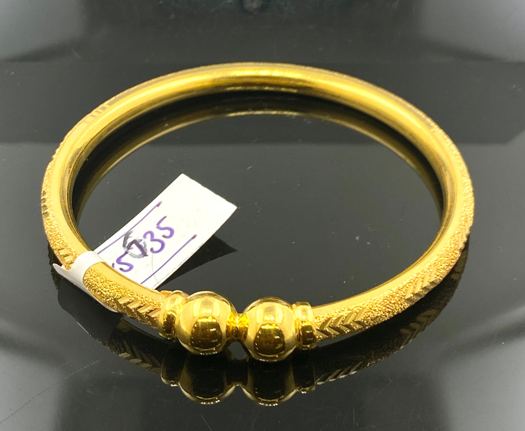 22K Solid Gold Bangle With Solid Beads And Zig Zag Pattern BR5635 - Royal Dubai Jewellers