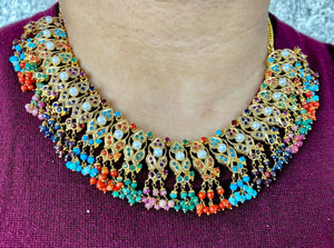 22k Necklace SetSolid Gold Ladies Classic Stone Filled Filigree Design CS252 - Royal Dubai Jewellers