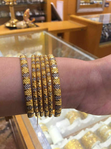 22k Solid Gold ELEGANT WOMEN BANGLE BRACELET Size 2.5 inch B308 Antique Design - Royal Dubai Jewellers