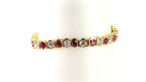 22k Bracelet Solid Gold Simple Classic Two color Stone Design b4110 - Royal Dubai Jewellers