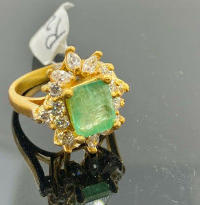 22k Ring Solid Gold ELEGANT Floral Green Stone Band SIZE 5 "RESIZABLE" r2310 - Royal Dubai Jewellers