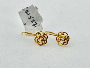 22K Solid Gold Floral French Hook Studs E21557 - Royal Dubai Jewellers