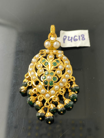 22K Solid Gold Designer Pendant With Pearls P4618 - Royal Dubai Jewellers