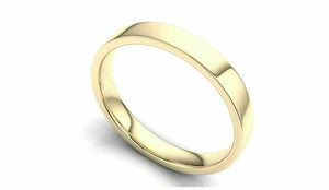 14k Solid Gold 4mm Comfort Fit Wedding Flat Band in 14k Yellow Gold "All sizes " - Royal Dubai Jewellers